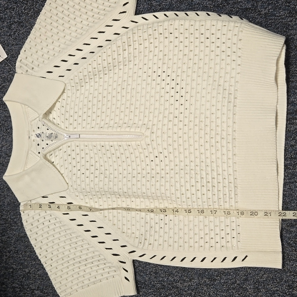 NWT Lou & Grey Women's Mesh Stitch Zip Sweater Size M - Picture 9 of 12
